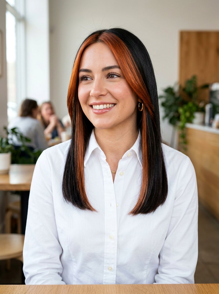 Chunky Copper Front Pieces On Straight Hair - 20 chunky copper front pieces - 20 chunky copper front pieces