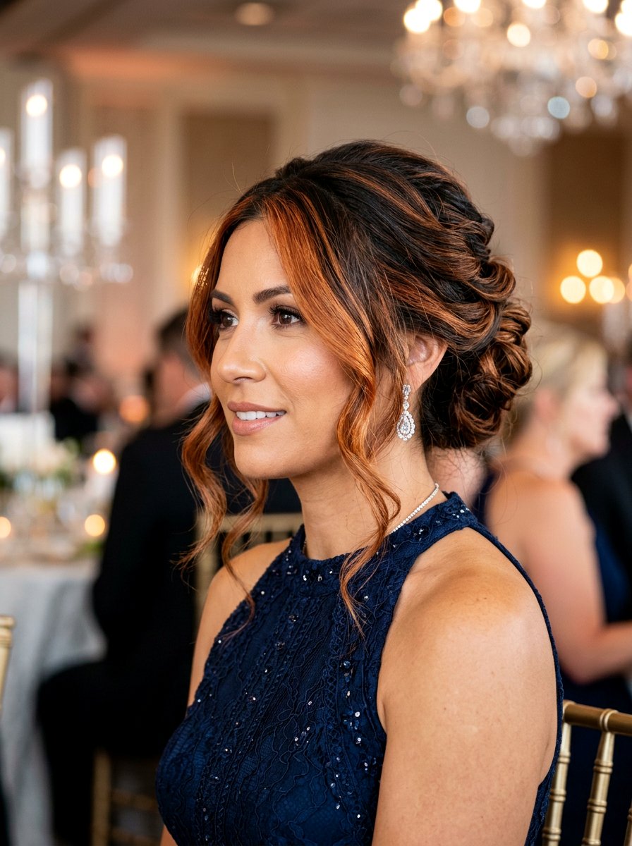 Chunky Copper Front Pieces On Updo - 20 chunky copper front pieces