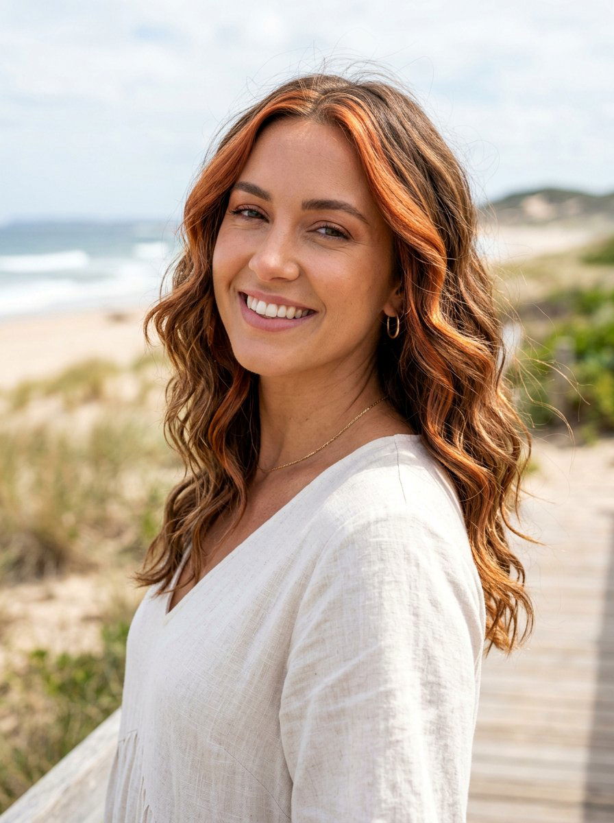 Chunky Copper Front Pieces On Wavy Hair - 20 chunky copper front pieces - 20 chunky copper front pieces