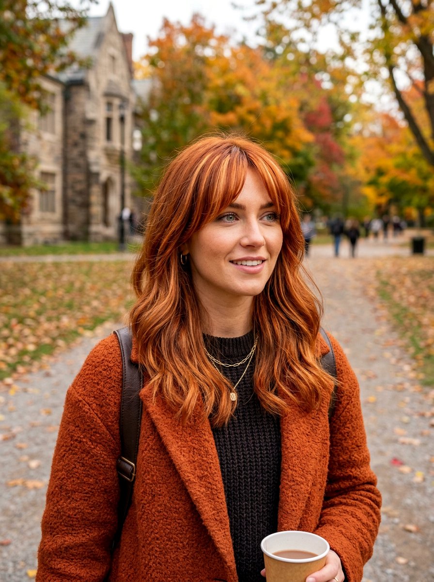 Chunky Copper Front Pieces With Curtain Bangs - 20 chunky copper front pieces - 20 chunky copper front pieces