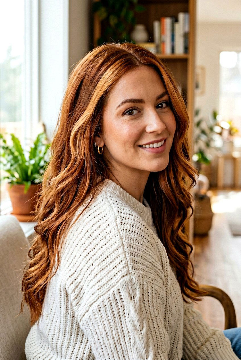 Chunky Copper Money Piece On Auburn Hair - 20 chunky money piece hair - 20 chunky money piece hair