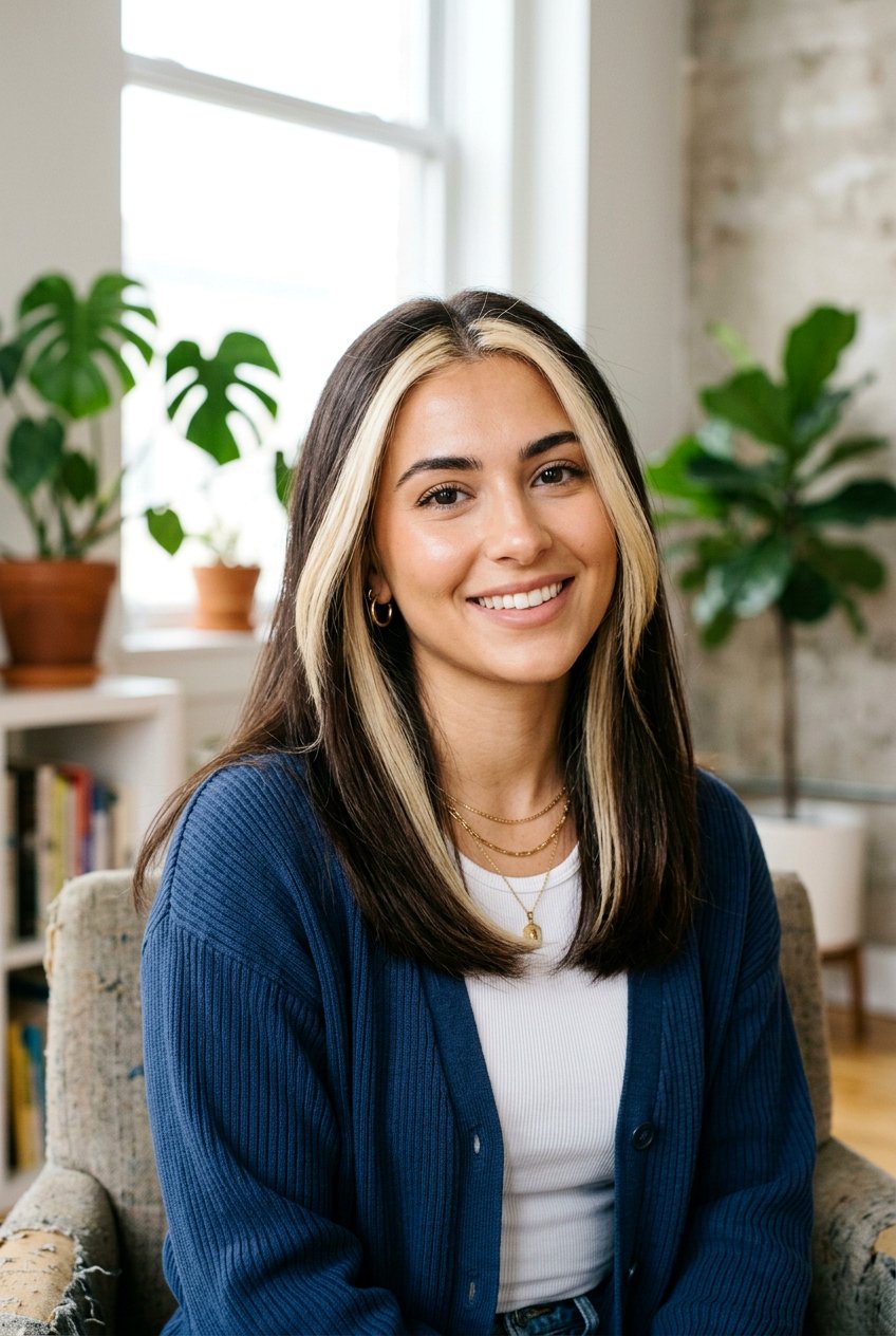 Chunky Face Framing Highlights on Brown Hair - 20 brown hair with face framing highlights - 20 brown hair with face framing highlights