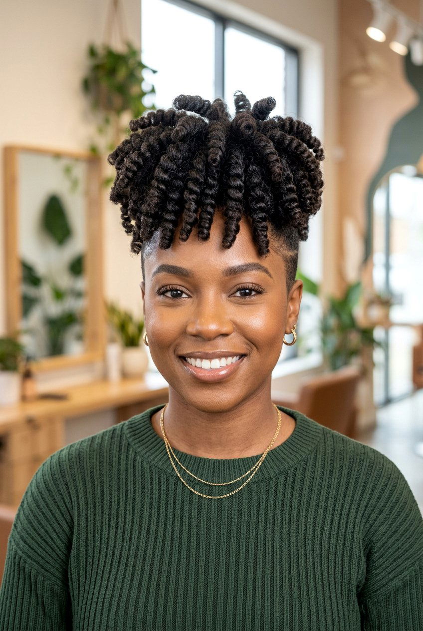 Chunky Finger Coils on Tapered Cut - 20 finger coils on tapered cut - 20 finger coils on tapered cut