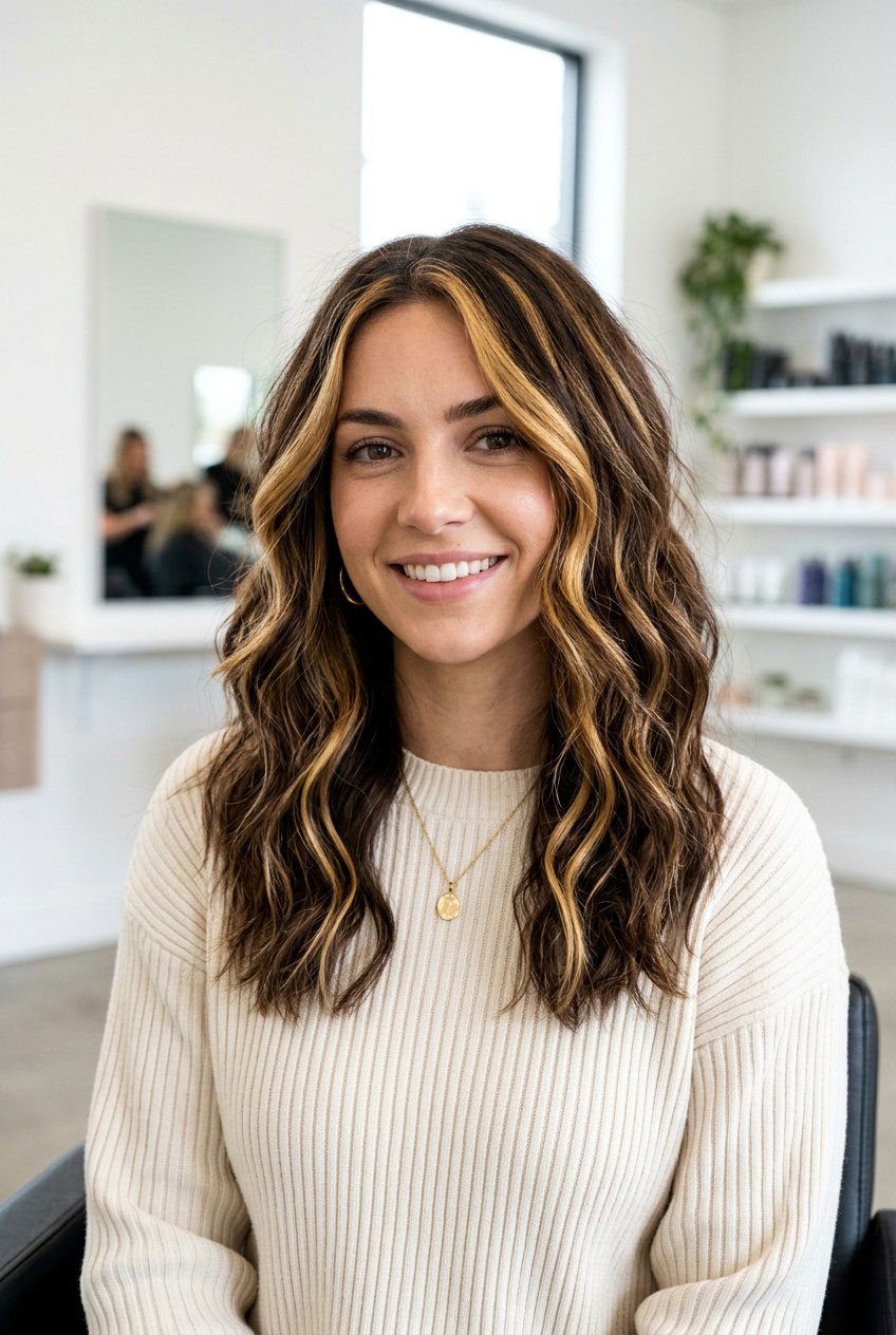 Chunky Golden Highlights On Brunette Hair - 20 golden highlights on brunette hair - 20 golden highlights on brunette hair