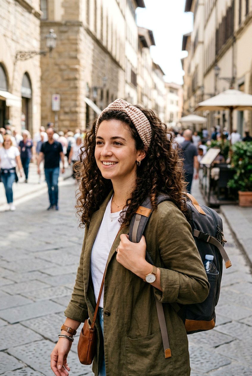 Chunky Headband Style - 20 airplane hairstyle for curly hair - 20 airplane hairstyle for curly hair