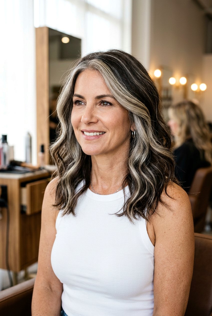 Chunky Highlights For Gray Blending - 20 gray blending highlights for brunettes - 20 gray blending highlights for brunettes