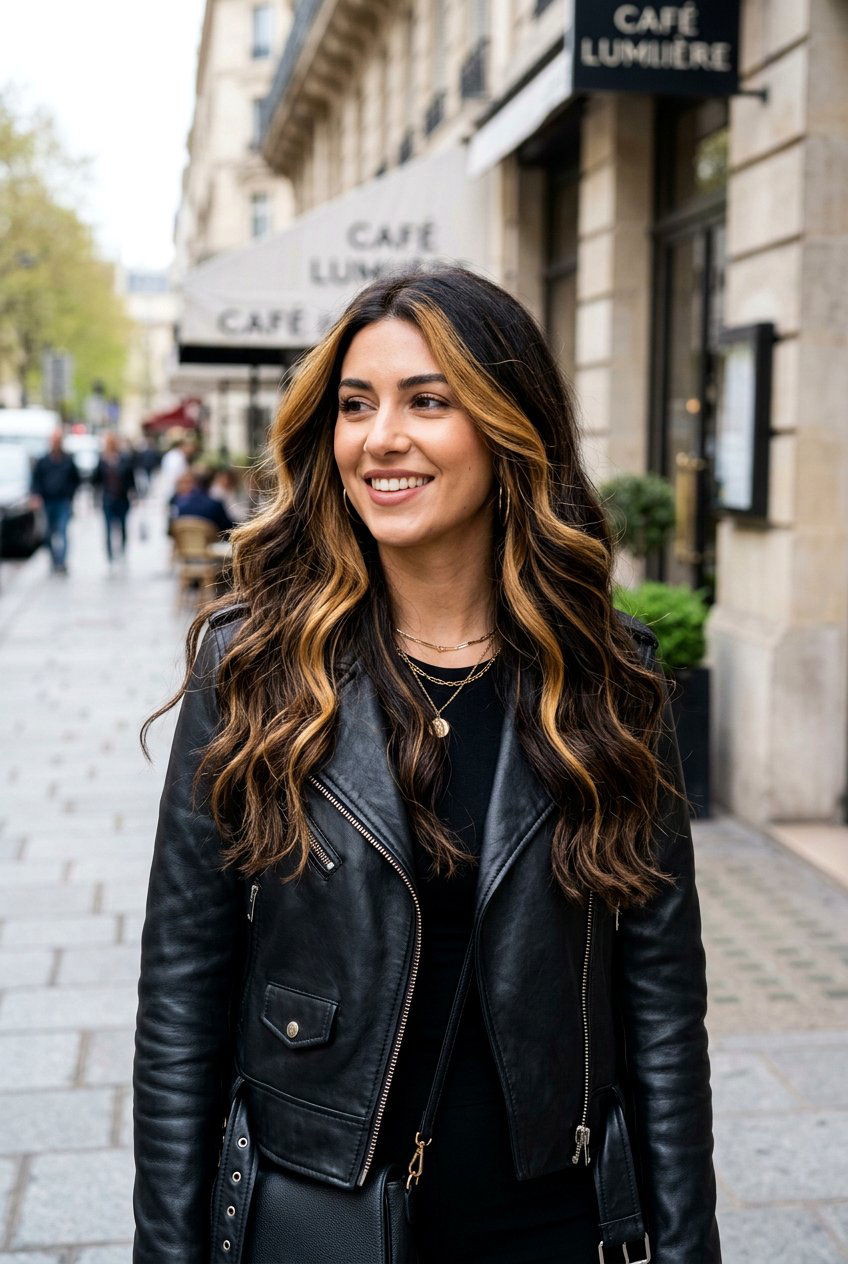 Chunky Honey Highlights - 20 honey caramel highlights for brunettes - 20 honey caramel highlights for brunettes