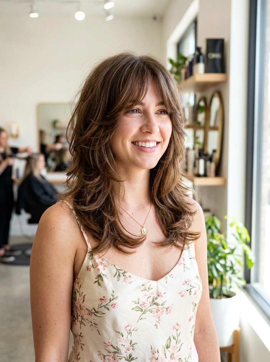 Chunky Layers With Curtain Bangs - 20 spring curtain bangs ideas - 20 spring curtain bangs ideas