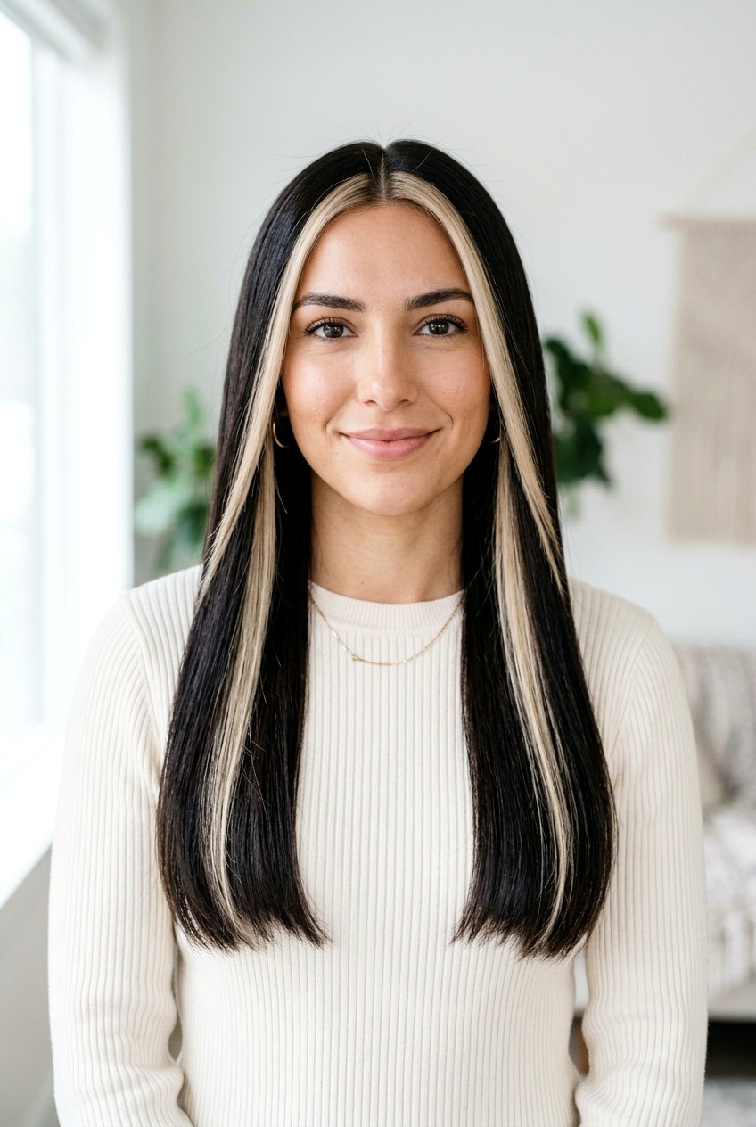 Chunky Money Piece On Straight Sleek Hair - 20 chunky money piece hair - 20 chunky money piece hair