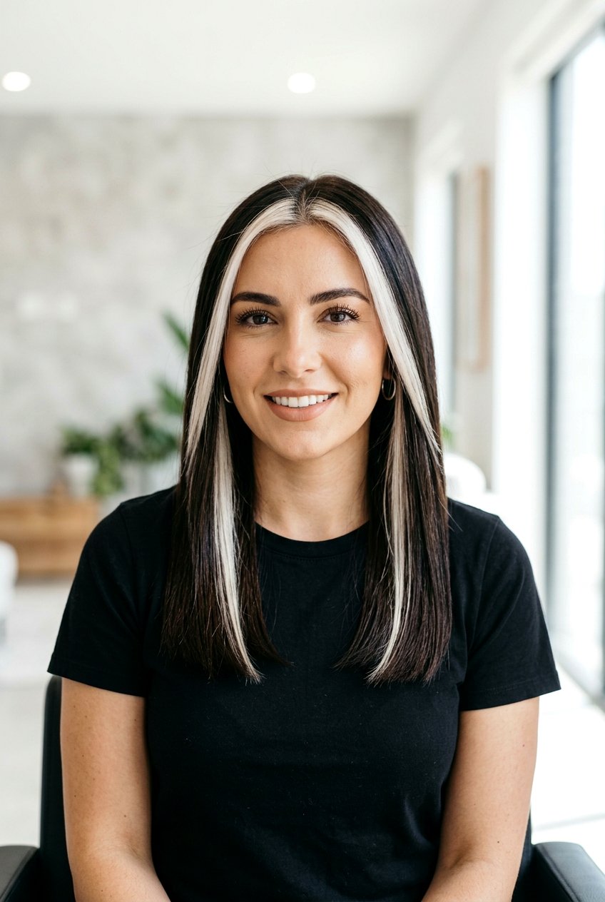 Chunky Platinum Money Piece On Dark Hair - 20 chunky money piece hair - 20 chunky money piece hair