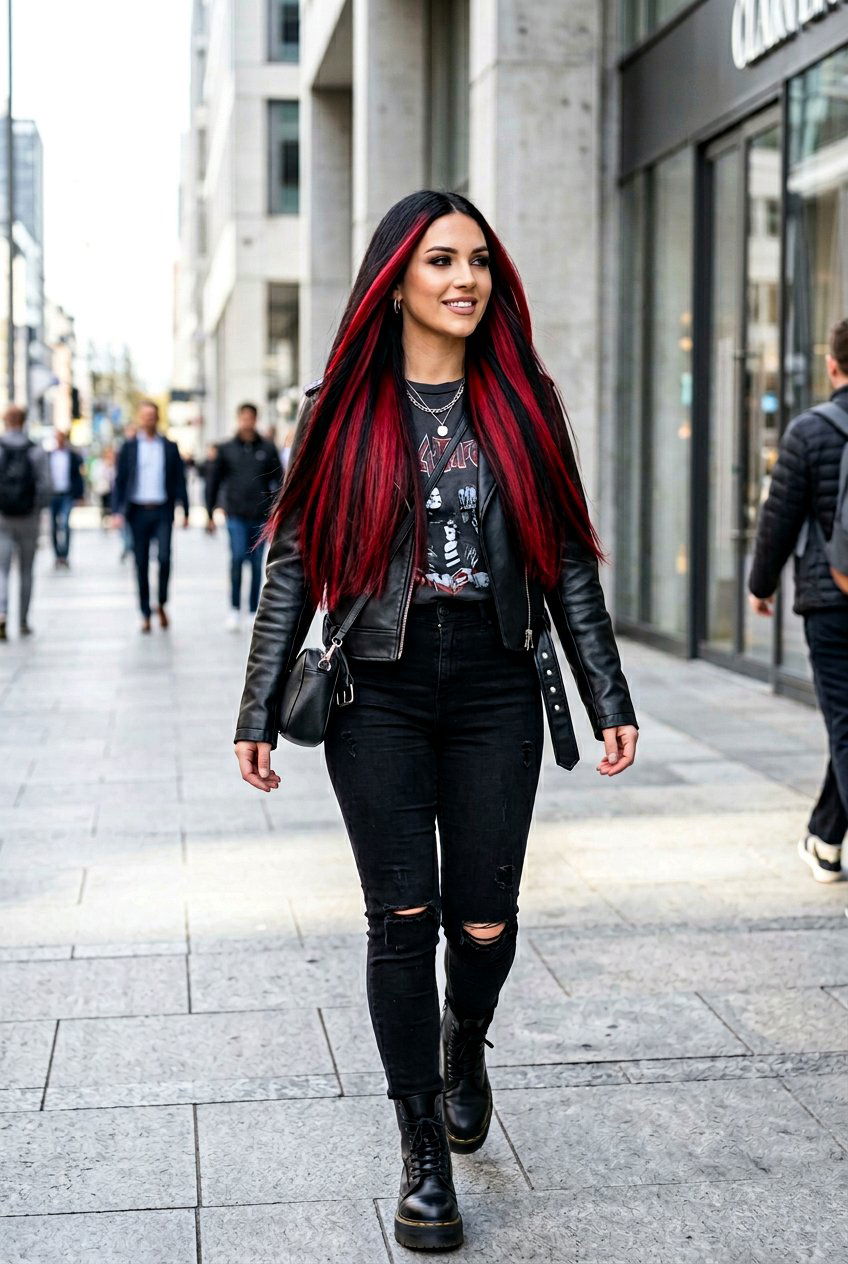 Chunky Red Balayage on Black Hair - 20 red balayage on black hair - 20 red balayage on black hair