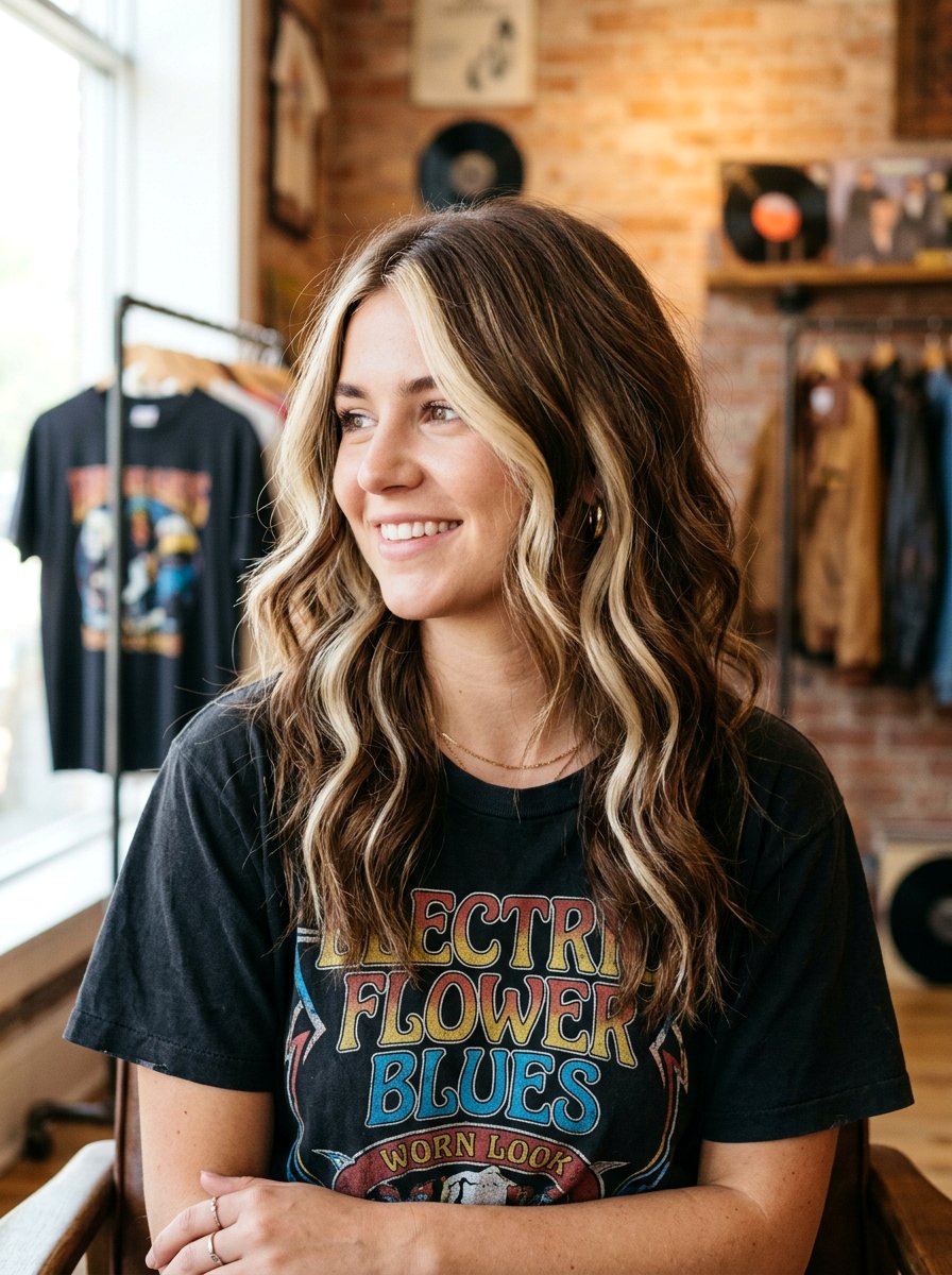 Chunky Ribbon Highlights On Medium Brown Layers - 20 ribbon highlights for medium brown hair - 20 ribbon highlights for medium brown hair