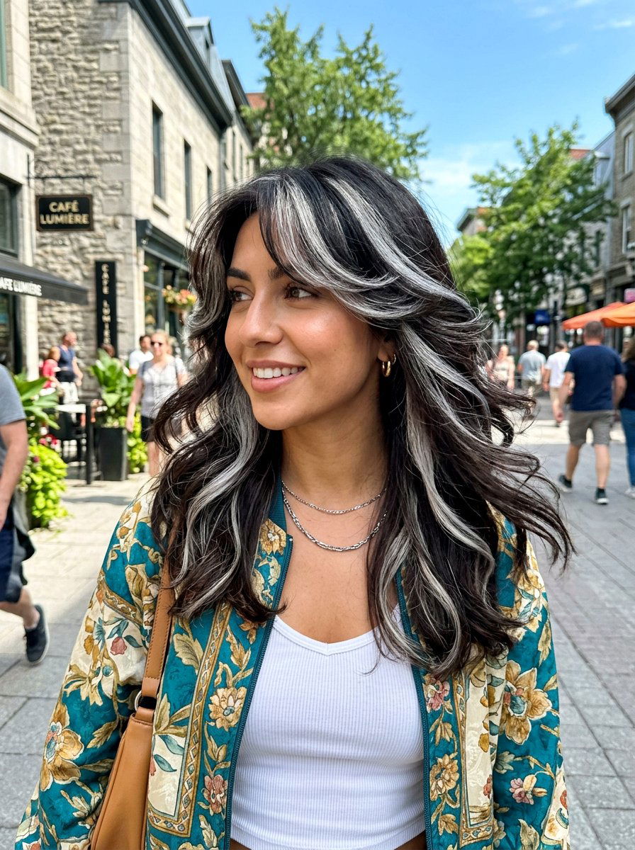 Chunky Silver Highlights Butterfly Haircut - 20 silver butterfly haircut color ideas - 20 silver butterfly haircut color ideas