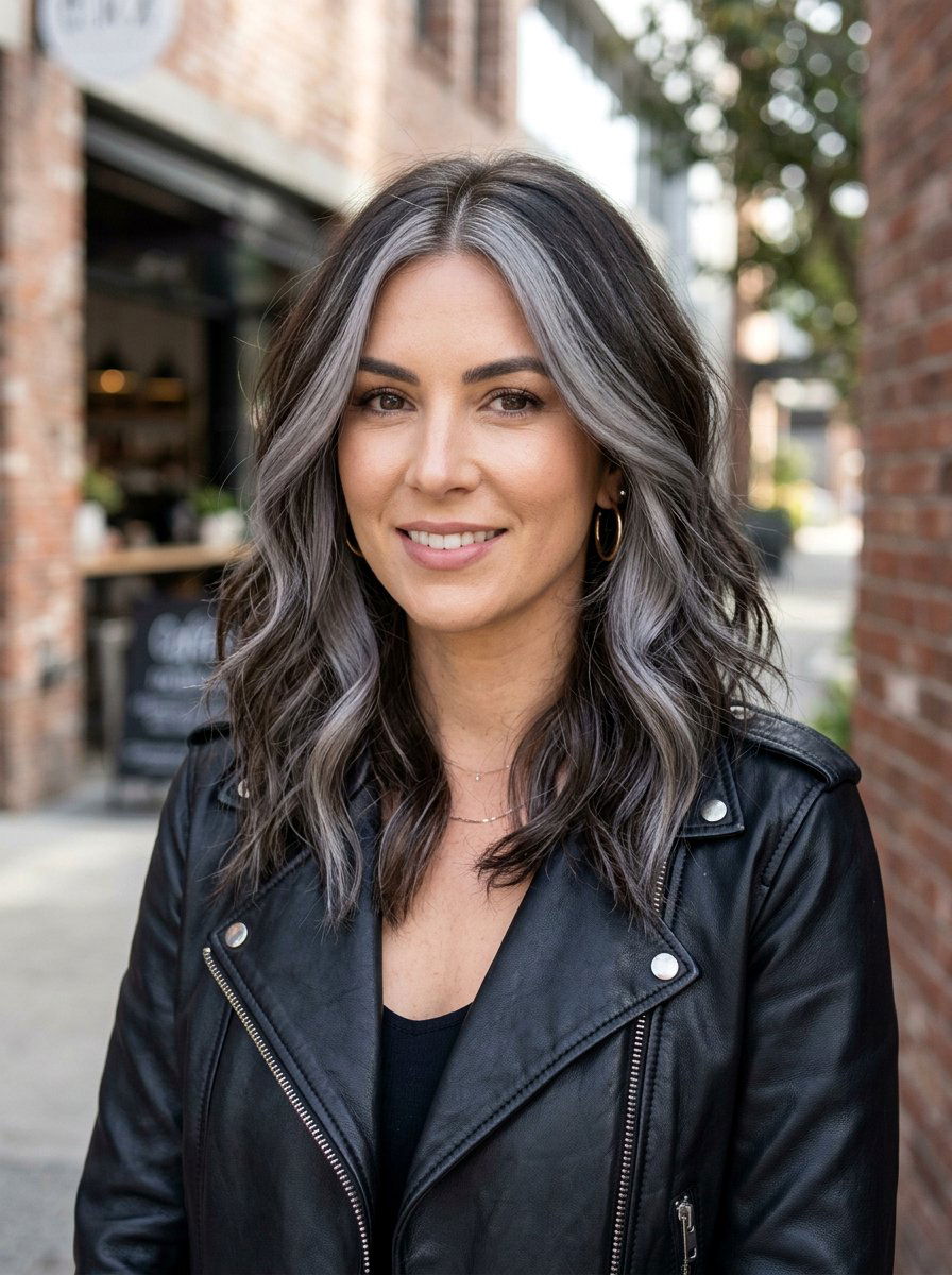 Chunky Smoky Gray Money Piece - 20 smoky gray money piece hair - 20 smoky gray money piece hair