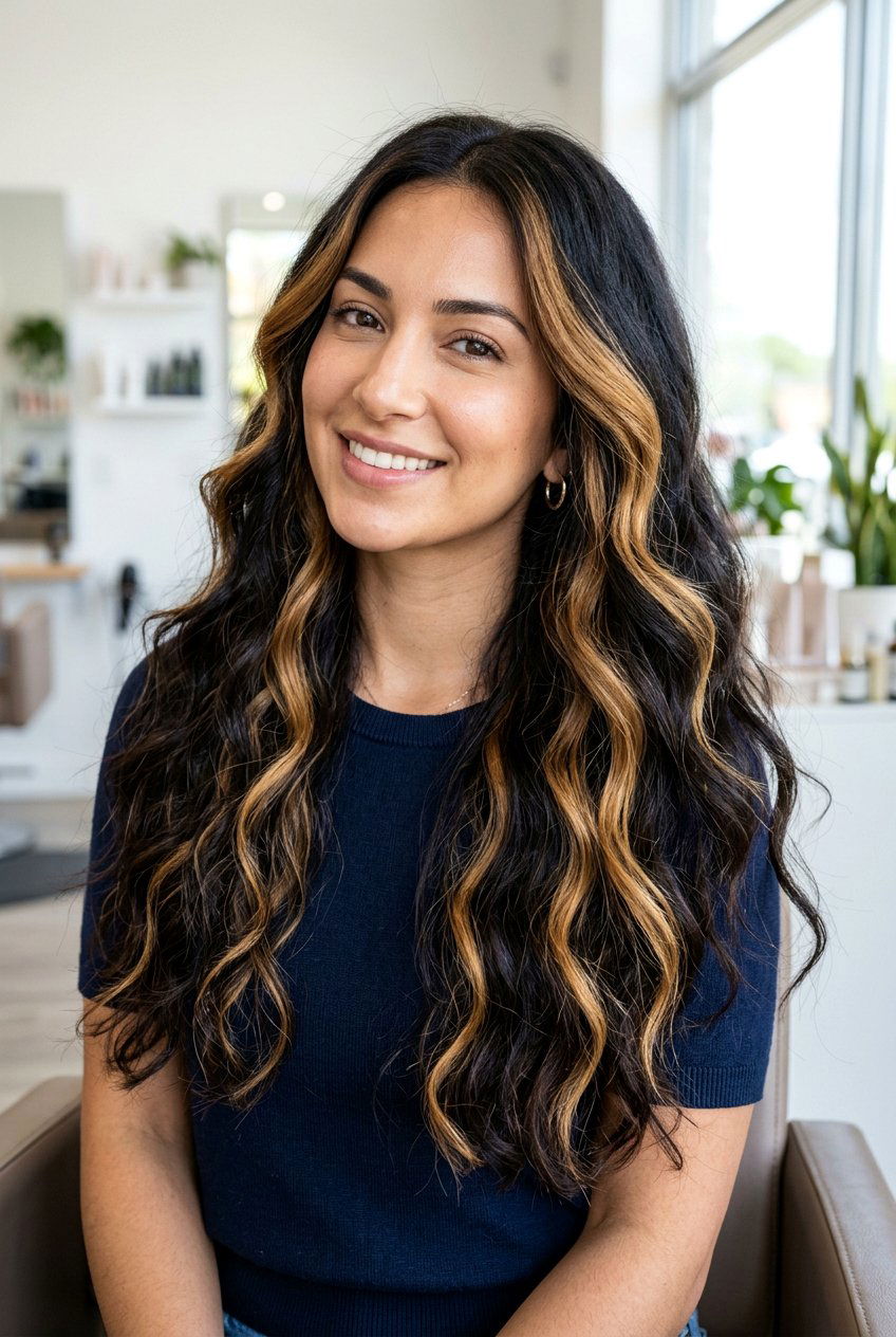 Chunky honey highlights - 20 honey highlights on dark hair - 20 honey highlights on dark hair