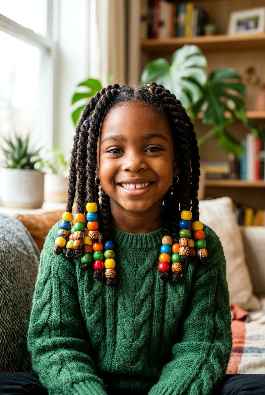 Chunky twists with beads - 20 little girls twists with beads - 20 little girls twists with beads