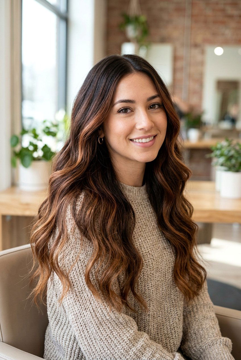 Cinnamon Balayage on Dark Hair - 20 cinnamon highlights on dark hair - 20 cinnamon highlights on dark hair