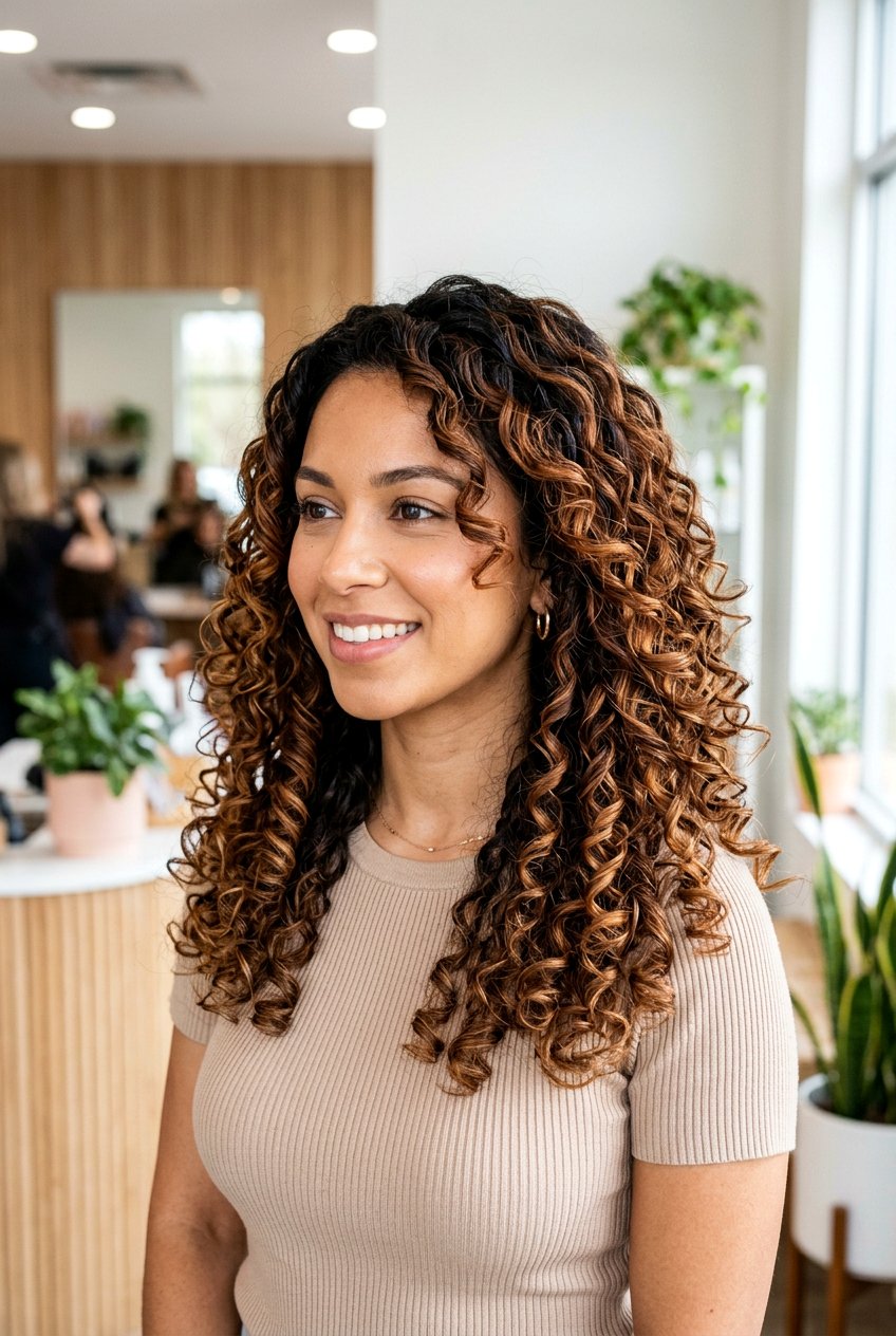 Cinnamon Brown Balayage on Curly Hair - 20 cinnamon swirl hair color - 20 cinnamon swirl hair color