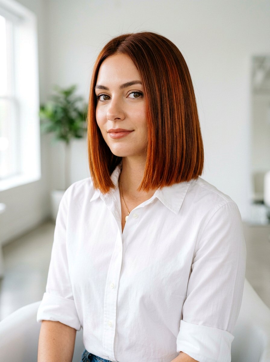 Cinnamon Brown Blunt Cut - 20 summer sun kissed brunette hair - 20 summer sun kissed brunette hair