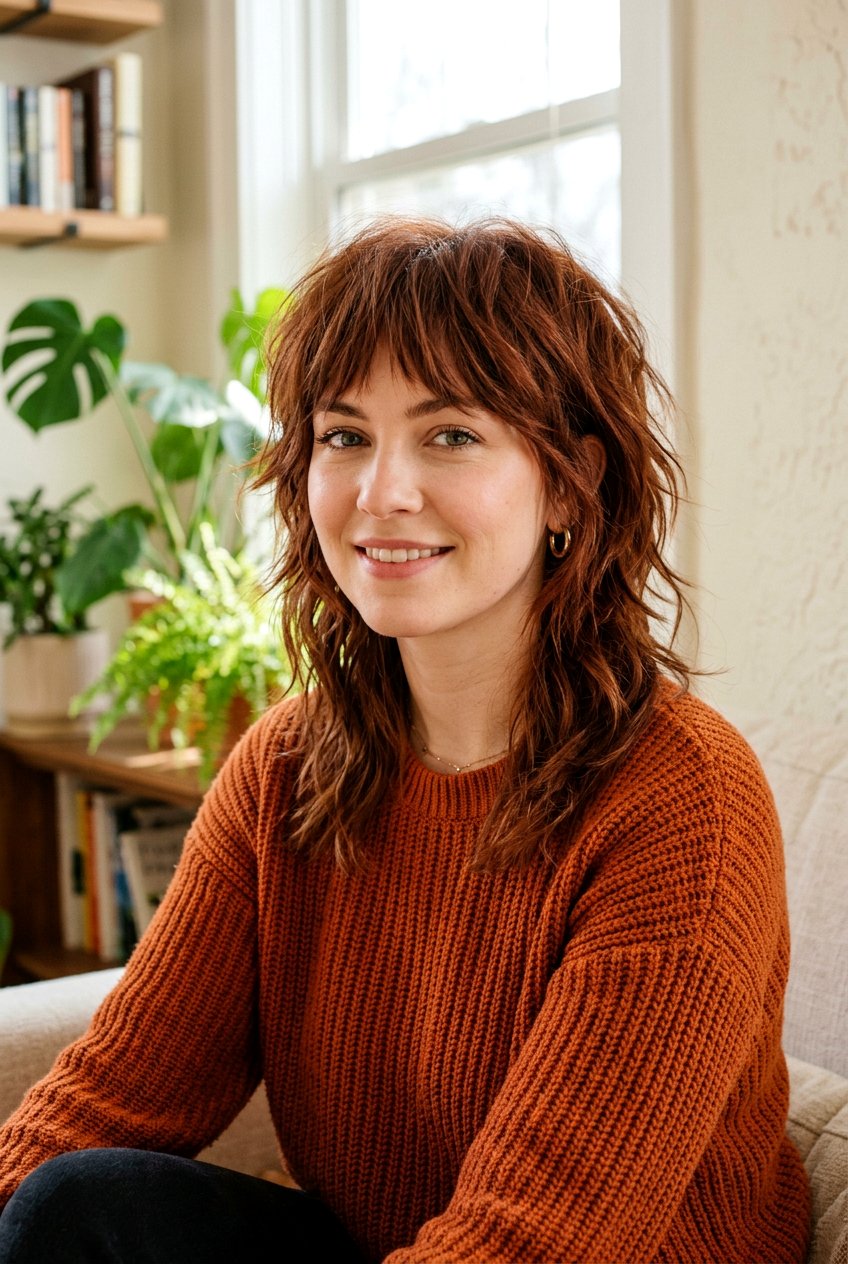 20 Gorgeous Brunette Wolf Cut Color Ideas for Bold Looks