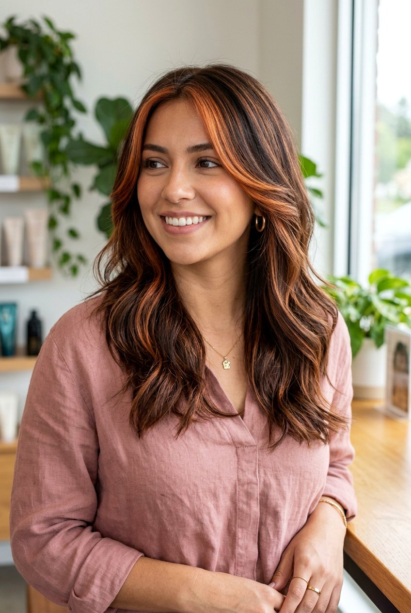 Cinnamon Copper Babylights With Face Framing Highlights - 20 cinnamon copper babylights - 20 cinnamon copper babylights