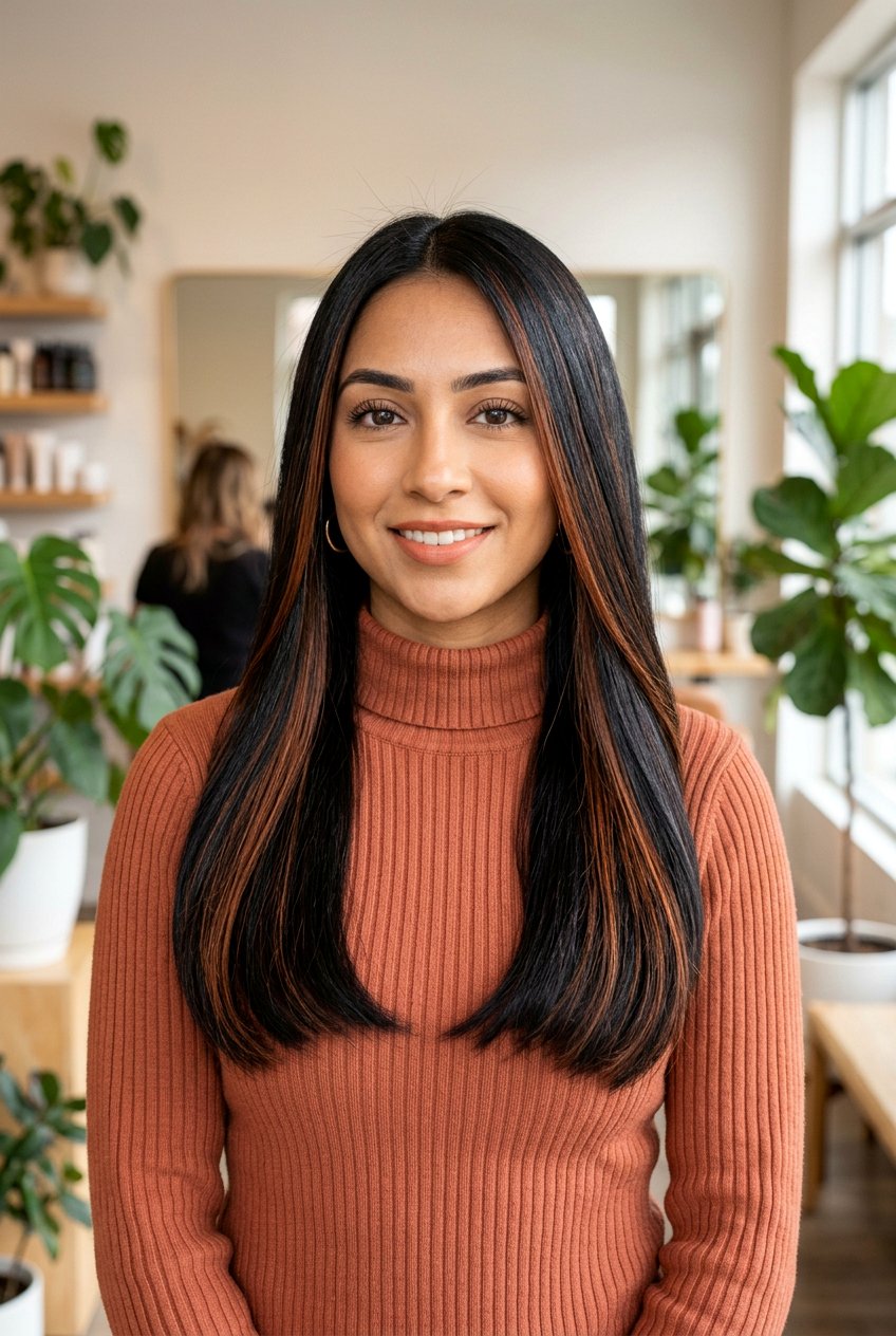 Cinnamon Copper Babylights on Black Hair - 20 cinnamon copper babylights - 20 cinnamon copper babylights