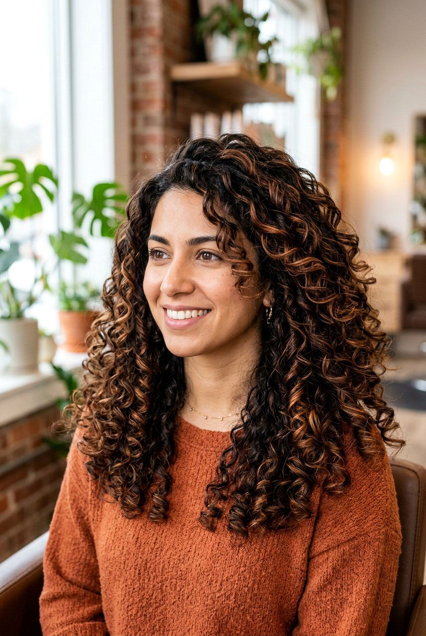 Cinnamon Copper Babylights on Curly Hair - 20 cinnamon copper babylights - 20 cinnamon copper babylights