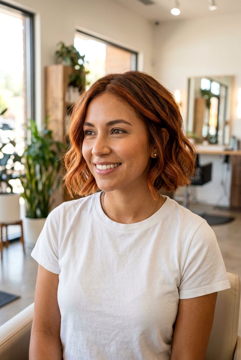 Cinnamon Copper Balayage On Short Hair - 20 cinnamon copper balayage - 20 cinnamon copper balayage