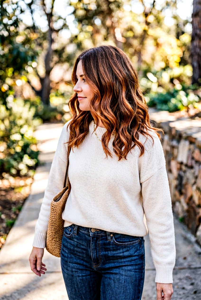 Cinnamon Copper Balayage On Wavy Hair - 20 cinnamon copper balayage - 20 cinnamon copper balayage