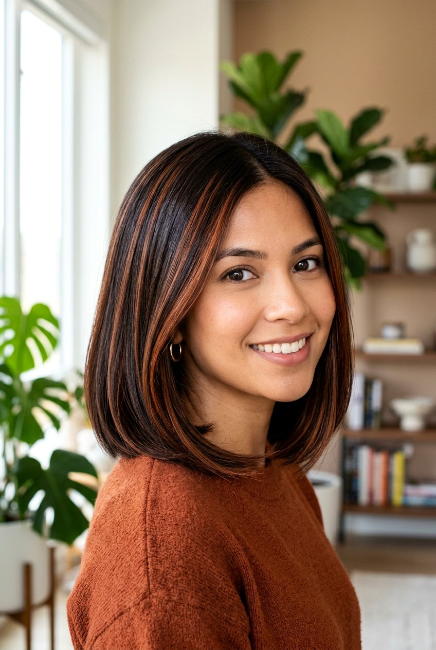 Cinnamon Highlights on Dark Brown Hair - 20 hair color ideas for brunettes with highlights - 20 hair color ideas for brunettes with highlights