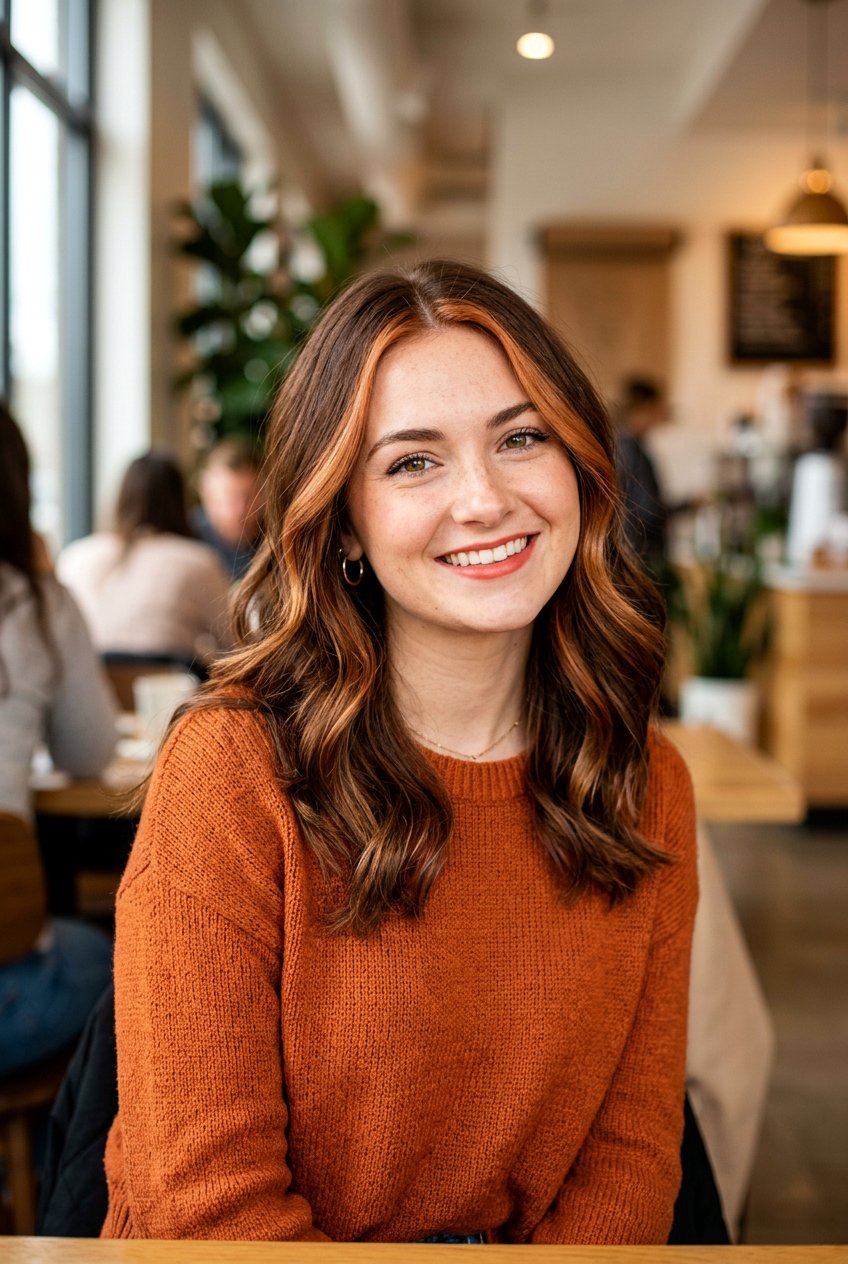 Cinnamon Money Piece Brunette Shoulder Length Hair - 20 brunette money piece for shoulder length hair - 20 brunette money piece for shoulder length hair