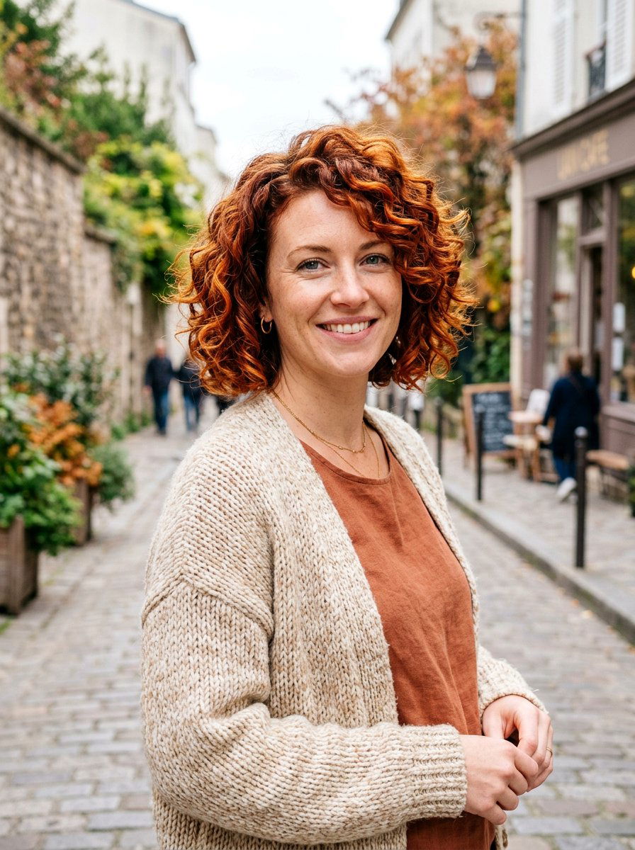 Cinnamon Red Curly Bob - 20 red curly bob color ideas - 20 red curly bob color ideas