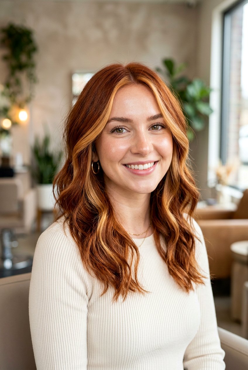 Cinnamon Red Hair with Blonde Money Piece - 20 red hair with blonde money piece - 20 red hair with blonde money piece