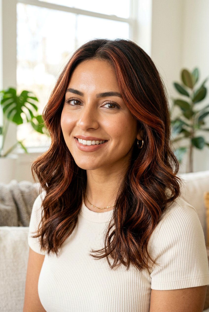 Cinnamon Red Highlights For Olive Skin Tones - 20 cinnamon red highlights - 20 cinnamon red highlights