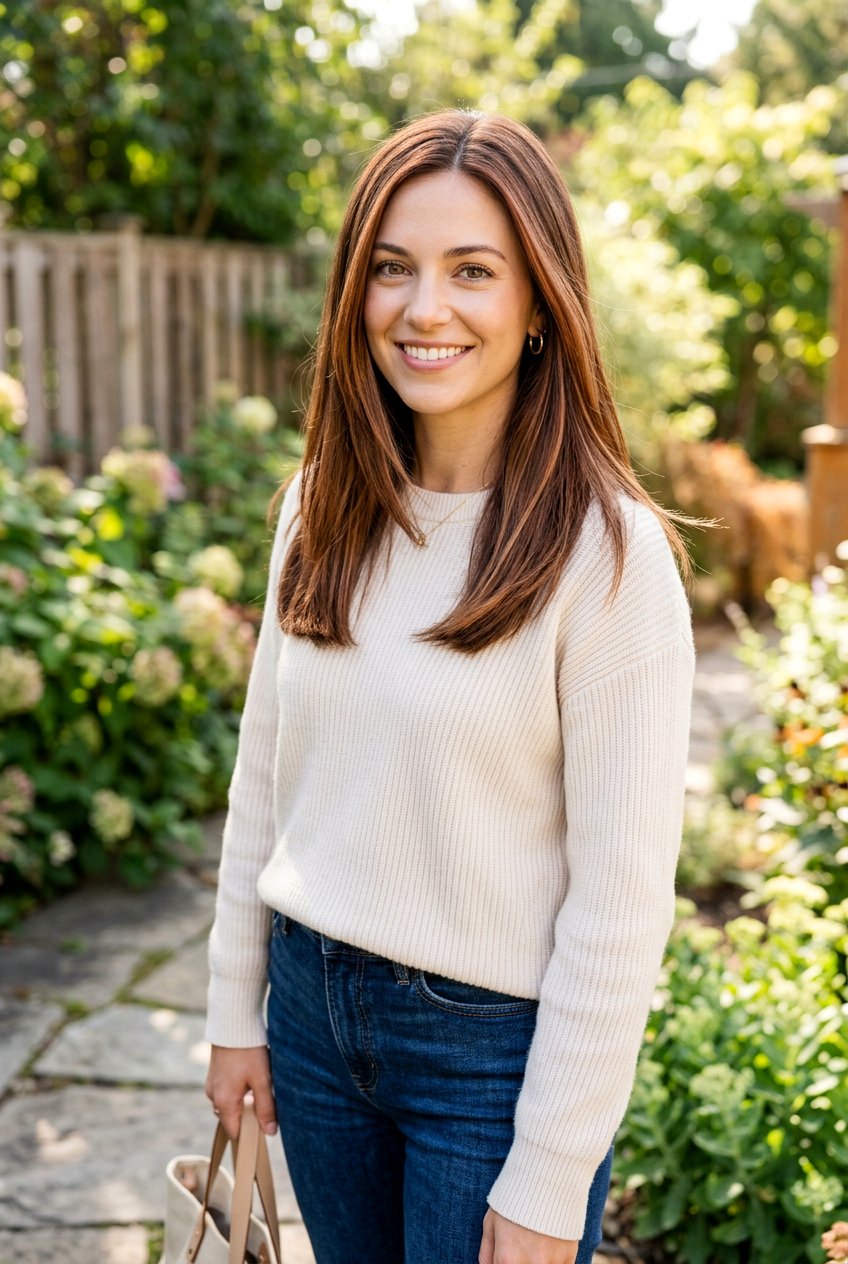 Cinnamon Red Highlights On Natural Looking Brunette - 20 cinnamon red highlights - 20 cinnamon red highlights