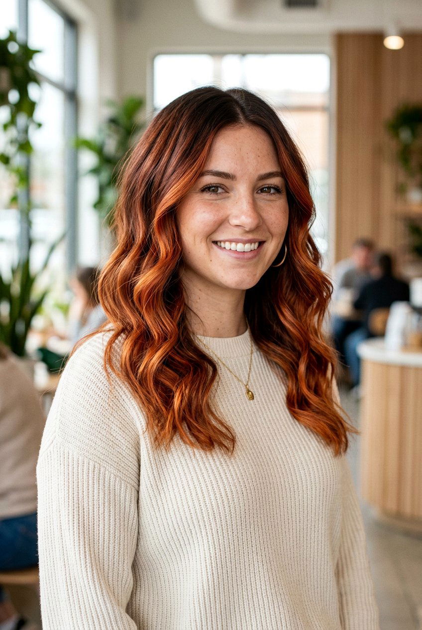 Cinnamon Red Highlights With Low Maintenance Root - 20 cinnamon red highlights - 20 cinnamon red highlights