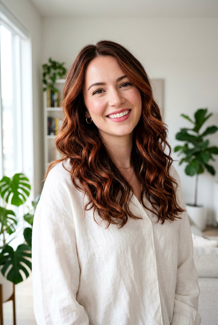 Cinnamon Red Highlights With Soft Waves - 20 cinnamon red highlights - 20 cinnamon red highlights