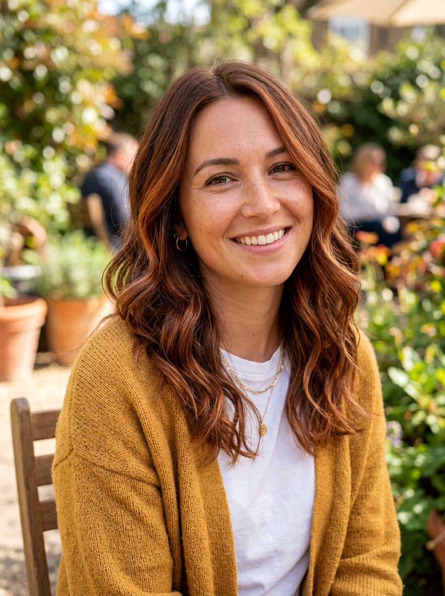 Cinnamon Spice Balayage on Medium Brown Hair - 20 warm cinnamon brunette balayage - 20 warm cinnamon brunette balayage