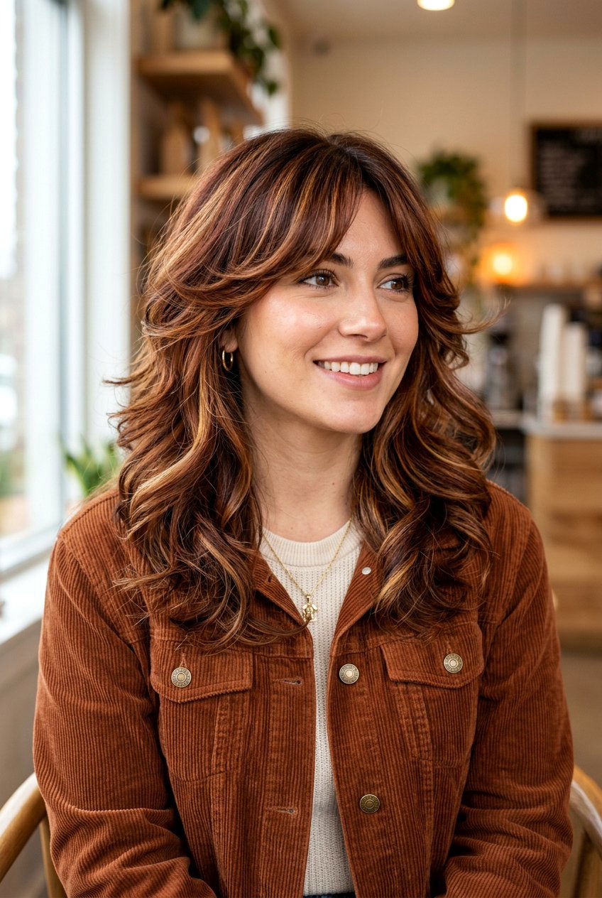 Cinnamon Spiced Brunette Butterfly Haircut - 20 brunette butterfly haircut color ideas - 20 brunette butterfly haircut color ideas