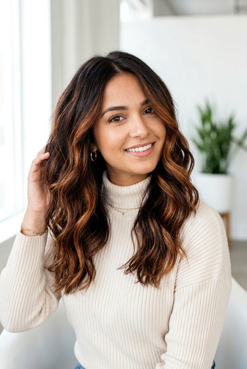 Cinnamon and Caramel Highlights on Dark Brown Hair - 20 cinnamon highlights on dark hair - 20 cinnamon highlights on dark hair