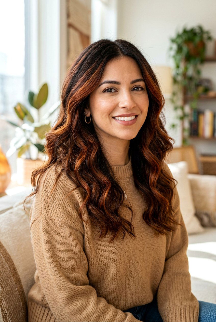 Cinnamon auburn balayage on dark hair - 20 auburn balayage for shoulder length hair - 20 auburn balayage for shoulder length hair