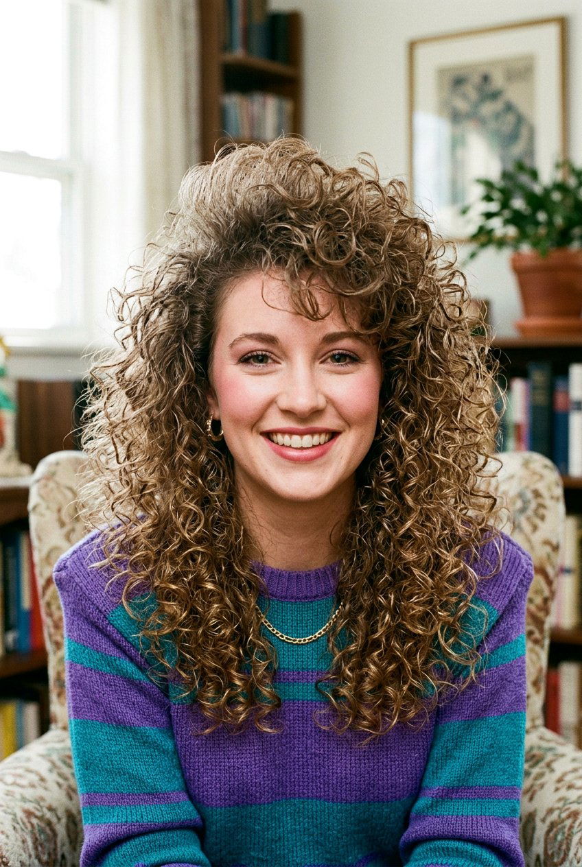 Classic 80s Big Perm Curls - 20 80s voluminous curls hairstyle - 20 80s voluminous curls hairstyle
