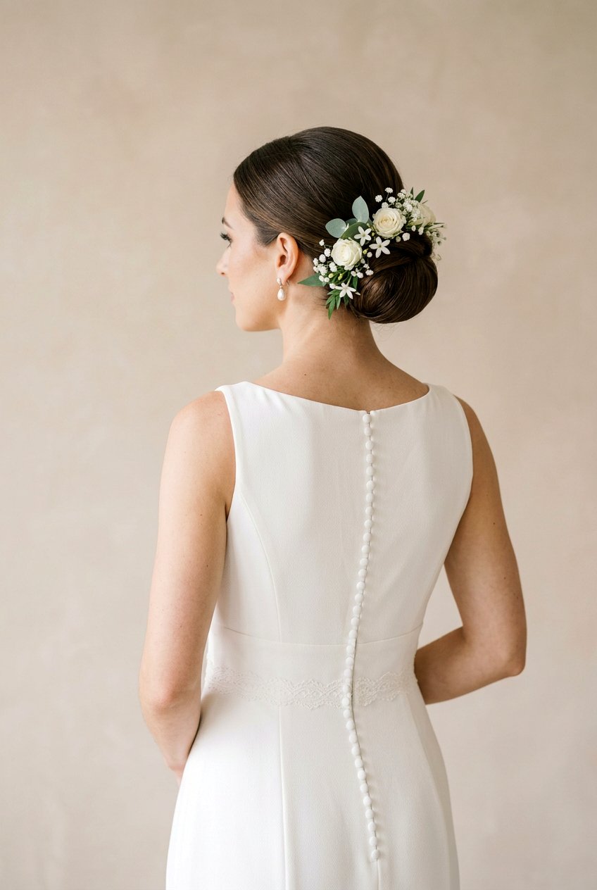 Classic Ballet Wedding Bun With Floral Accent - 20 wedding bun with flowers - 20 wedding bun with flowers