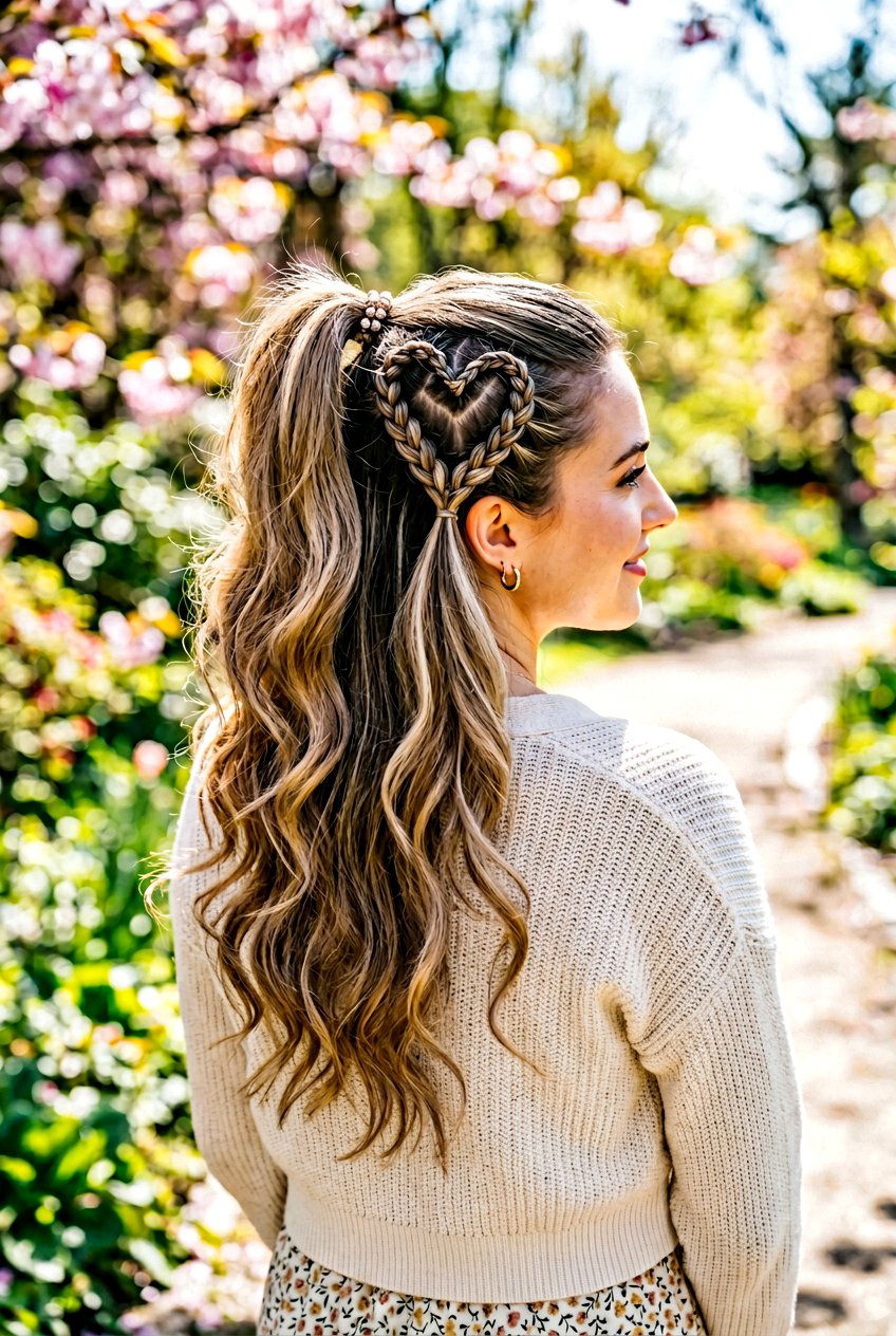 Classic Braided Heart Ponytail - 20 heart ponytail hairstyle - 20 heart ponytail hairstyle