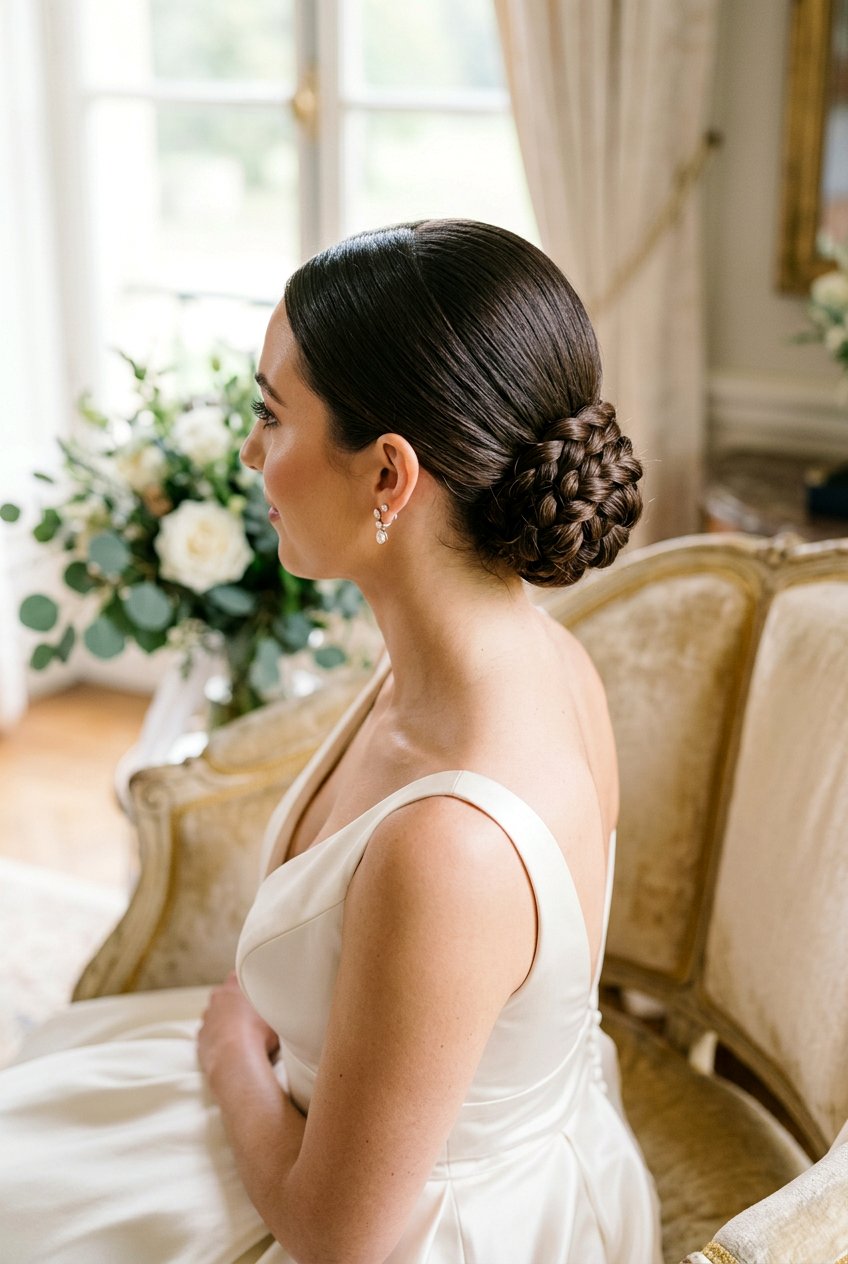 Classic Braided Low Bun For Bride - 20 braided low bun for bride - 20 braided low bun for bride