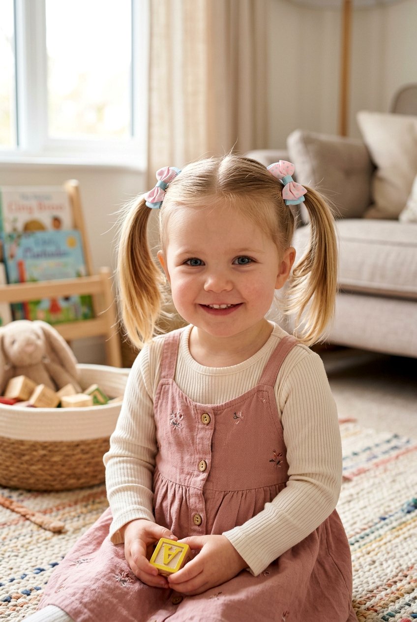 Classic Center Part Pigtails - 20 toddler pigtail ideas - 20 toddler pigtail ideas
