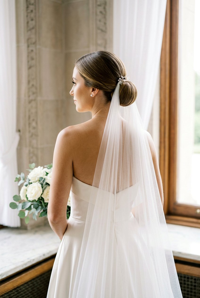 Classic Chignon Bridal Hair With Veil - 20 classic bridal bun for veil - 20 classic bridal bun for veil