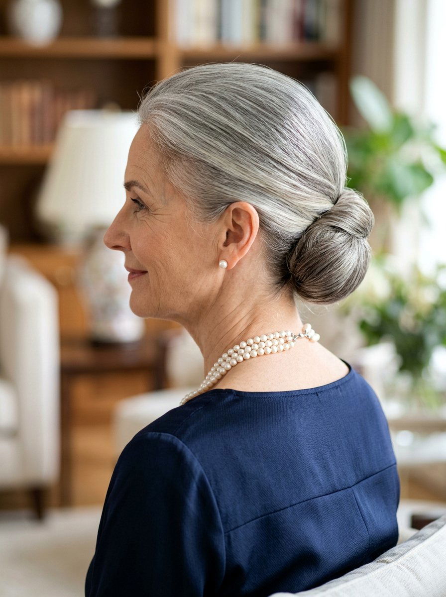 Classic Chignon Low Bun - 20 classy low bun hairstyle for older women - 20 classy low bun hairstyle for older women