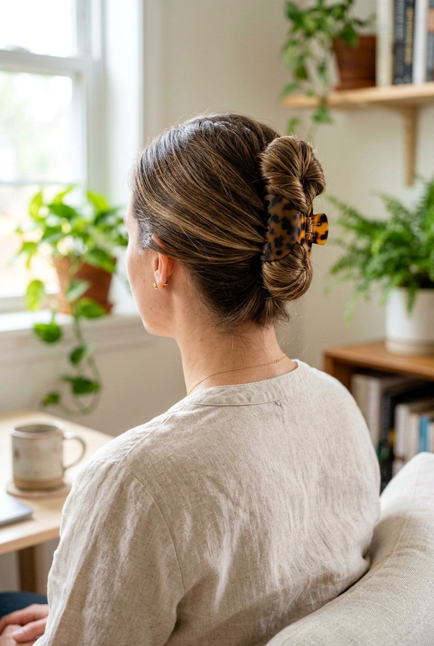 Classic Claw Clip Bun - 20 claw clip hairstyles - 20 claw clip hairstyles