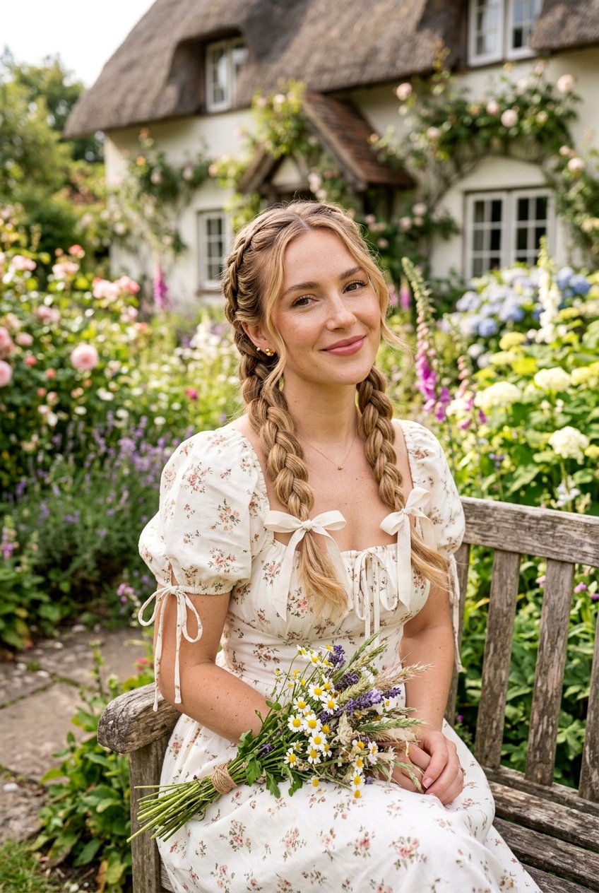 Classic Cottagecore Dutch Braids - 20 cottagecore braid hairstyle - 20 cottagecore braid hairstyle